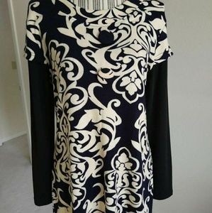 Purple Blue Button Sweater Dress Tunic